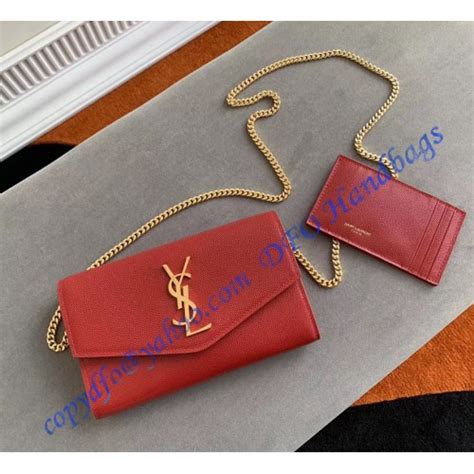 ysl uptown chain wallet red|ysl wallet on chain bag.